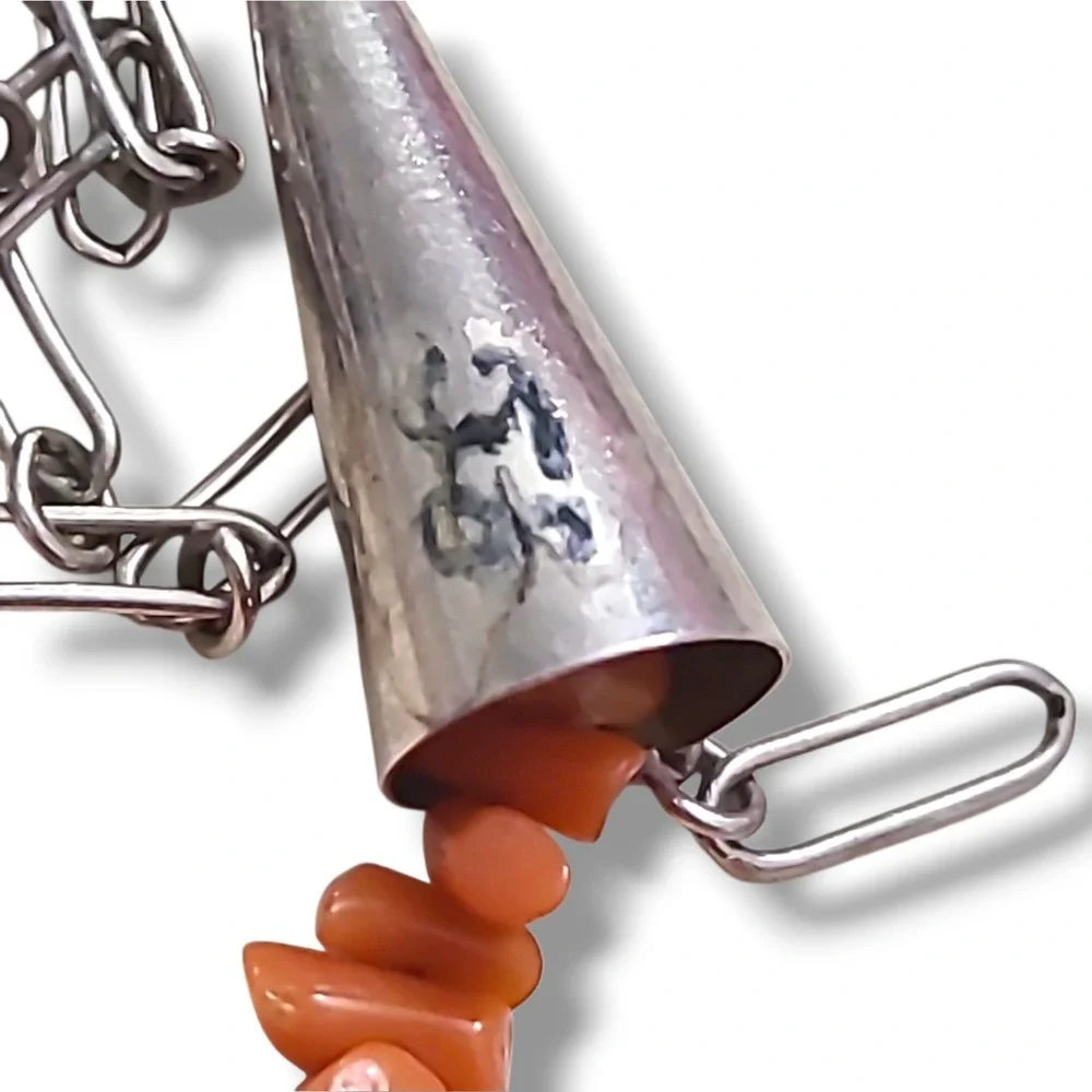 Vintage Native American Sterling Silver Branch Coral Chip Necklace 26